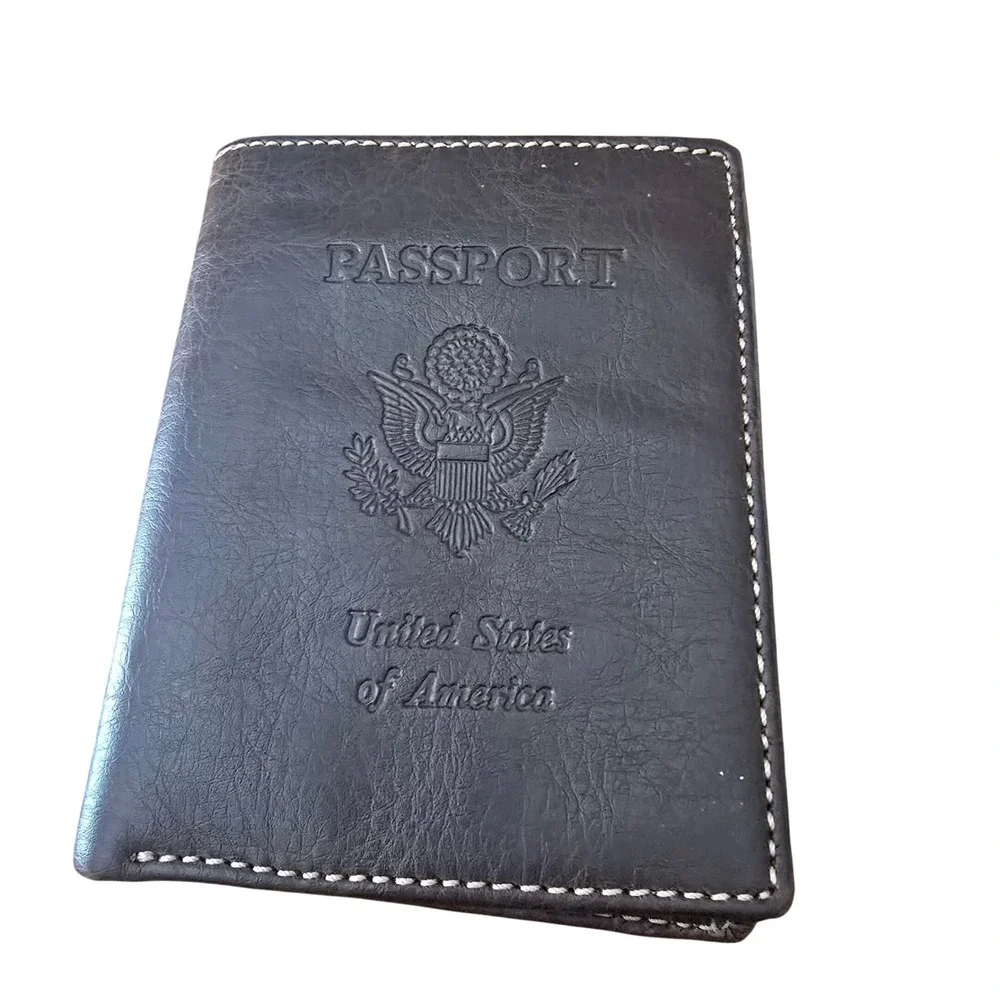 Relic Brown Leather Passport Wallet US Great Seal Vintage Travel Organizer